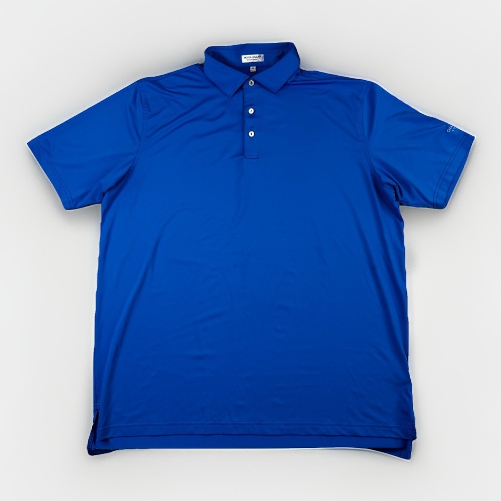 Peter Millar Summer Comfort Polo Shirt Men's XL Blue Stretch Charles Barker Auto